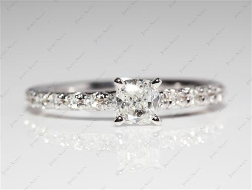 White Gold 0.54 Cushion cut Pave Engagement Ring