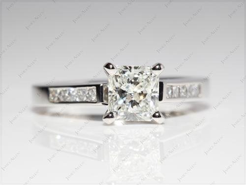 Platinum 1.03 Radiant cut Diamond Channel Ring