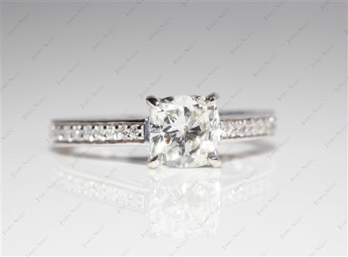 White Gold 1.01 Cushion cut Micro Pave Rings