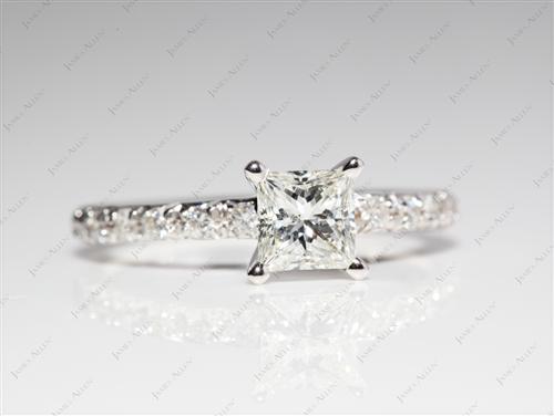 White Gold 0.57 Princess cut Pave Diamond Rings