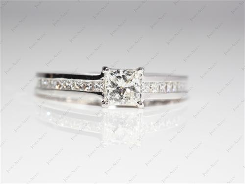 White Gold 0.50 Princess cut Channel Set Engagement Rings