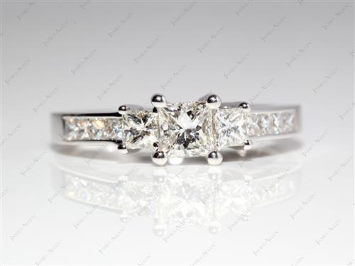 White Gold 0.50 Princess cut Diamond Ring With Side Stones