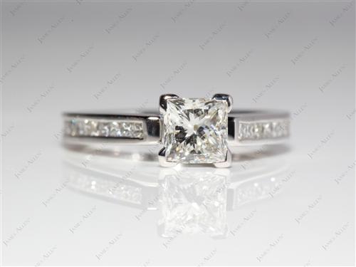 Platinum 1.01 Princess cut Channel Set Diamond Rings
