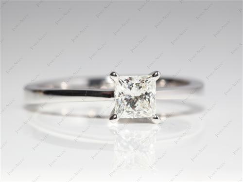 White Gold 0.66 Princess cut Solitaire Rings