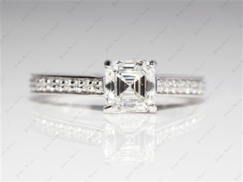 White Gold 0.92 Asscher cut Pave Setting Rings