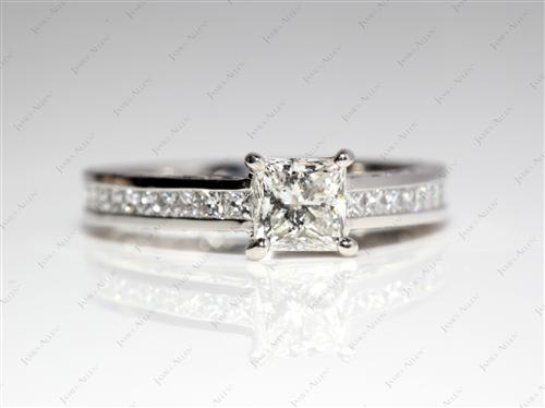 Platinum 0.72 Princess cut Diamond Channel Ring