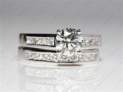 White Gold 1.24 Round cut Engagement And Wedding Ring Sets