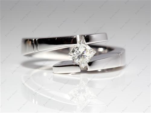 White Gold 0.62 Princess cut Tension Ring
