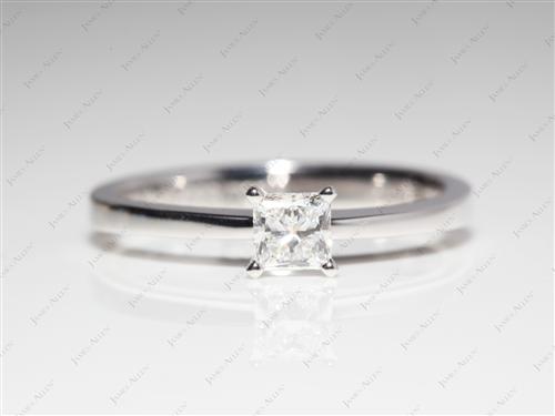 White Gold 0.42 Princess cut Solitaire Ring Mountings