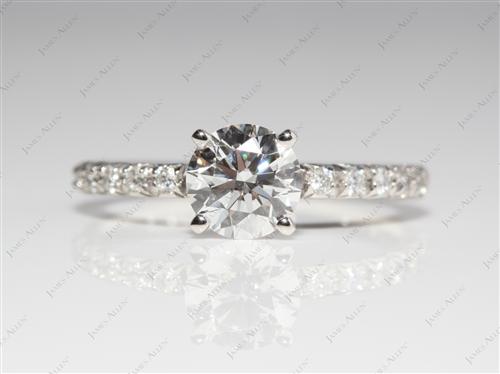 Platinum 1.08 Round cut Engagement Rings Pave