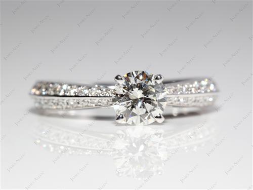 White Gold 0.80 Round cut Diamond Pave Ring