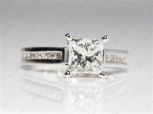 White Gold 1.52 Princess cut Channel Engagement Rings