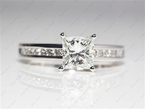 Platinum 1.28 Princess cut Channel Set Diamond Engagement Ring