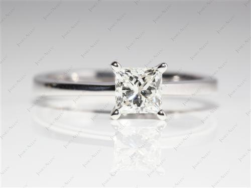 White Gold 0.73 Princess cut Diamond Solitaire Rings