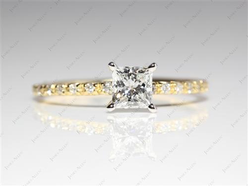 Gold 0.70 Princess cut White Gold Wedding Sets