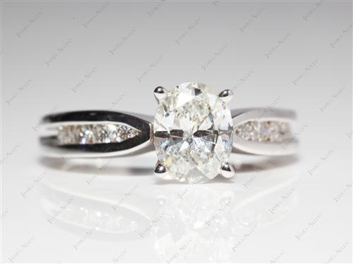 White Gold 1.12 Oval cut Channel Set Engagement Rings