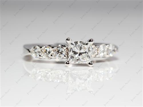 White Gold 0.57 Princess cut Side Stone Engagement Ring