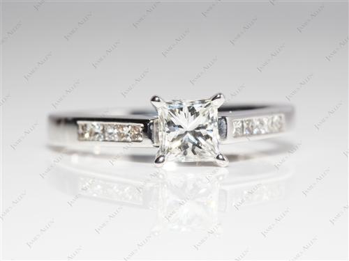 White Gold 0.72 Princess cut Channel Engagement Rings