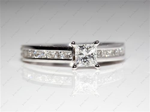 White Gold 0.56 Princess cut Channel Diamond Ring