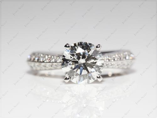 Platinum 1.36 Round cut Pave Setting Rings
