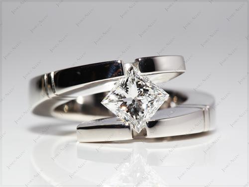Platinum 1.02 Princess cut Tension Rings