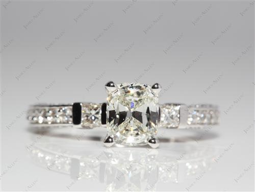 White Gold 1.17 Cushion cut Pave Ring Mountings