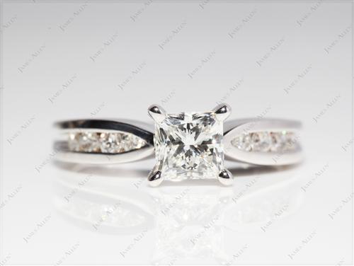 White Gold 0.93 Princess cut Channel Rings