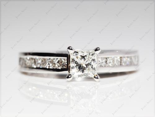 White Gold 0.54 Princess cut Channel Rings