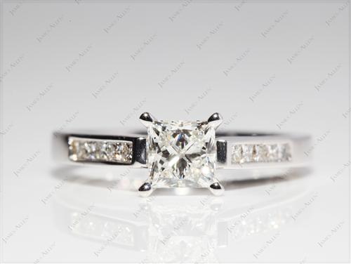 White Gold 0.90 Princess cut Channel Set Diamond Rings