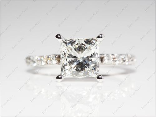 White Gold 1.72 Princess cut Engagement Rings