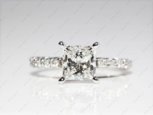 Platinum 1.53 Princess cut Engagement Ring Micro Pave