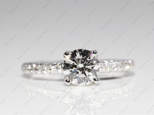 White Gold 0.78 Round cut Engagement Rings Pave