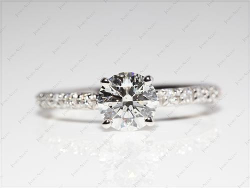 Platinum 1.23 Round cut Pave Diamond Ring