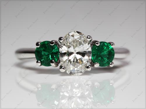 White Gold 1.07 Oval cut Gem Stone Ring