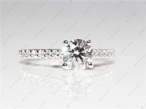 Platinum 0.79 Round cut Engagement Rings With Side Stones