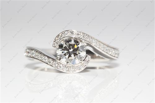 Platinum 1.04 Round cut Pave Rings