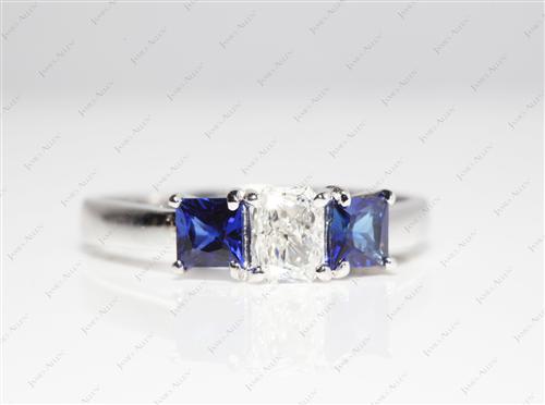 White Gold 0.54 Radiant cut Ruby Engagement Rings