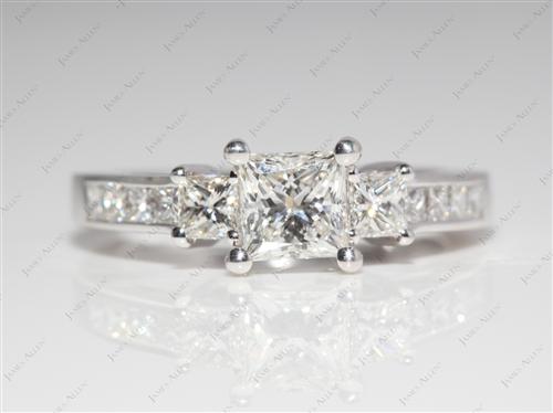 White Gold 0.76 Princess cut Diamond Ring With Sidestones