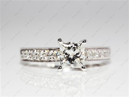 White Gold 1.23 Princess cut Engagement Ring
