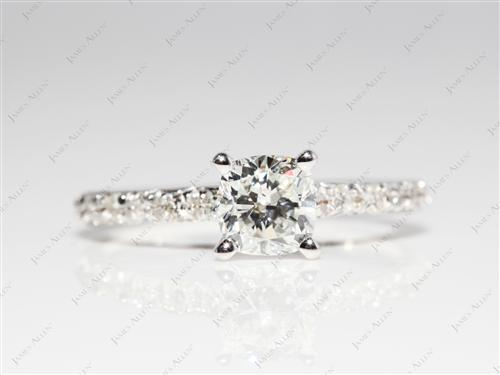 White Gold 0.72 Cushion cut Diamond Pave Ring