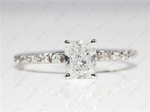 Platinum 0.91 Cushion cut Pave Setting Rings
