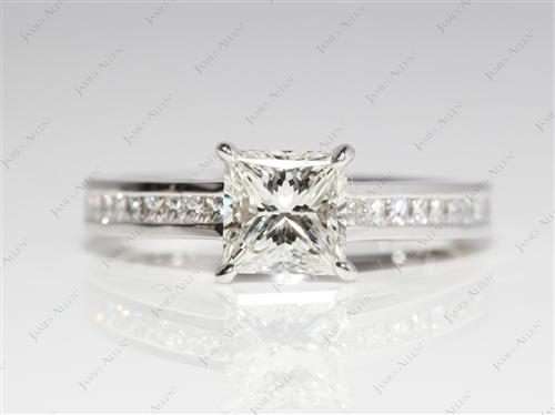 White Gold 1.06 Princess cut Diamond Channel Rings
