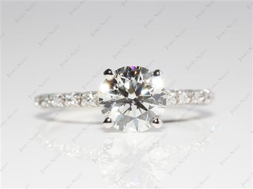 Platinum 1.40 Round cut Diamond Pave Ring