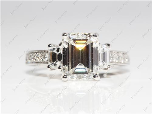 Platinum 2.27 Emerald cut Diamond Rings