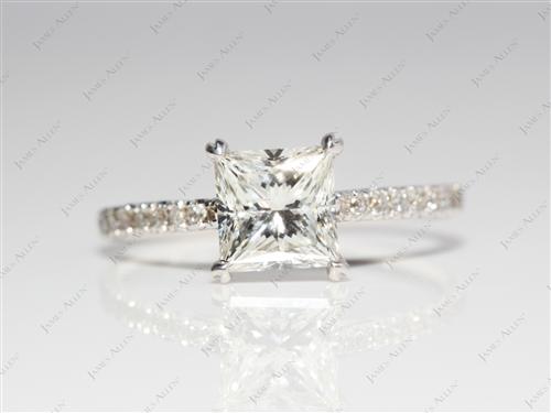 White Gold 1.10 Princess cut Pave Engagement Ring