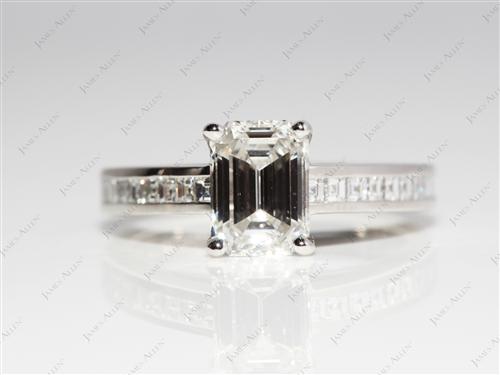 Platinum 1.22 Emerald cut Channel Set Diamond Engagement Ring