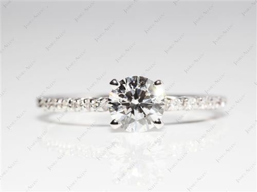 White Gold 0.90 Round cut Pave Setting Rings