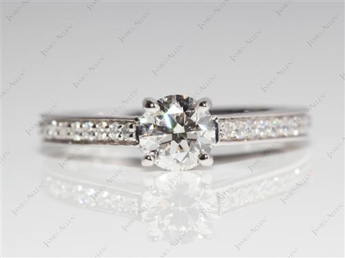 White Gold 0.60 Round cut Pave Engagement Ring