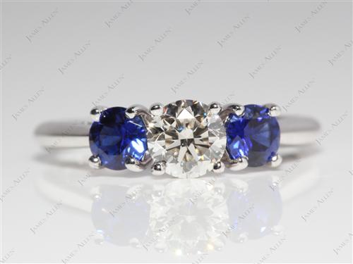 White Gold 0.70 Round cut Emerald Rings