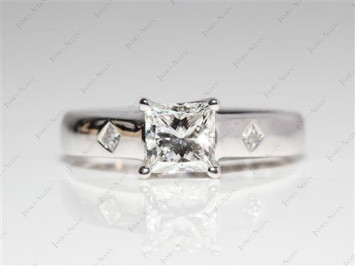 White Gold 0.72 Princess cut Solitaire Ring Mountings